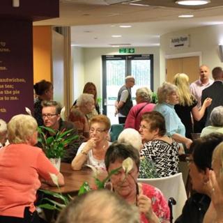 a very busy hobins cafe at whitebeck court