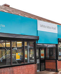 external shot of white moss road housing office