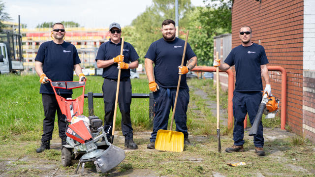 The Estates team with a few of their machines and equipment out cleaning up an estate