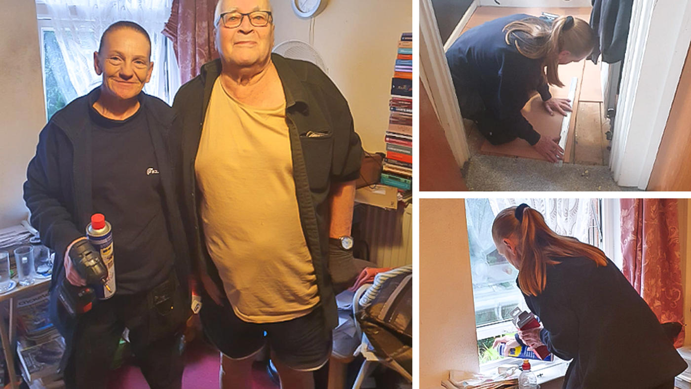 out and about with equans repair staff - doing repairs at tenant's house