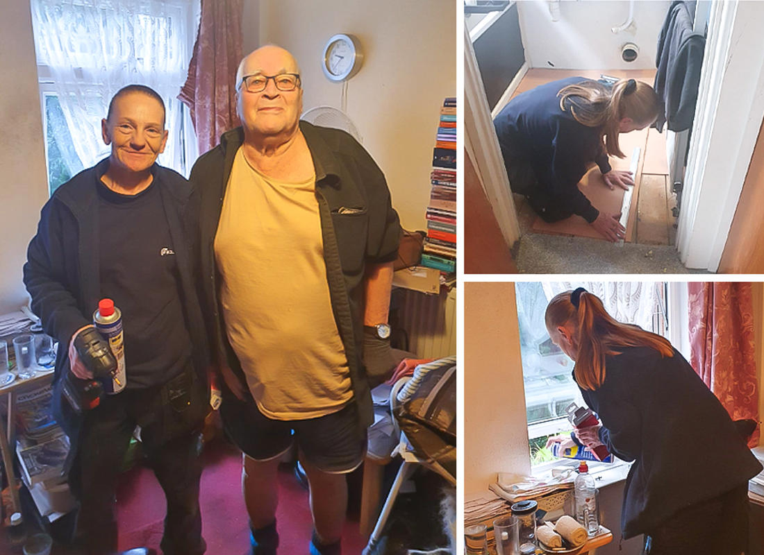out and about with equans repair staff - doing repairs at tenant's house