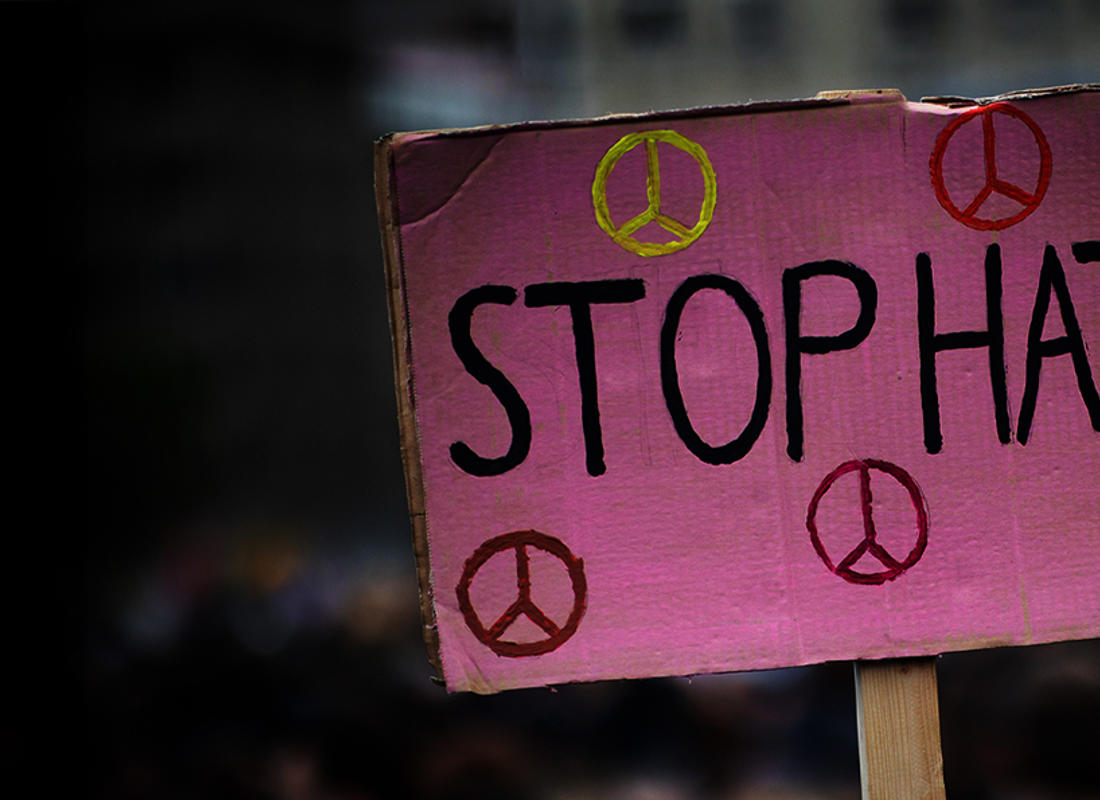 stop hate signage for hate crime awareness week