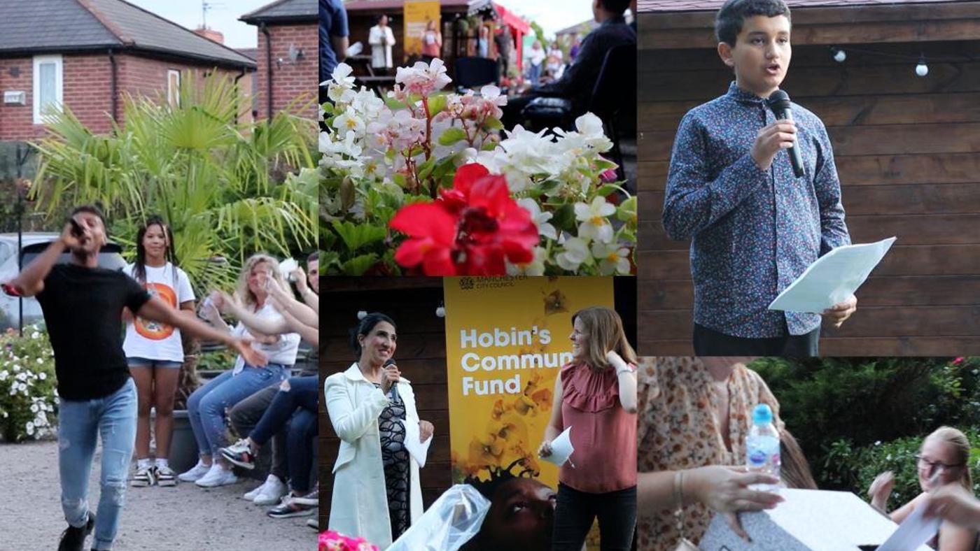 A Collage Of Photos Taken At A Hobins Community Fund Event
