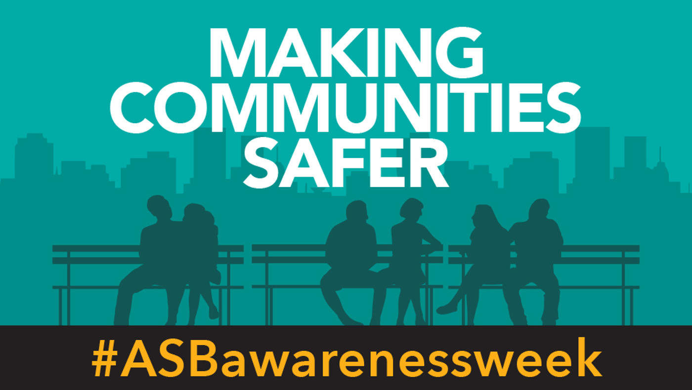 An Image Of People Sat On A Bench With The Words Making Communities Safer Asb Awareness Week