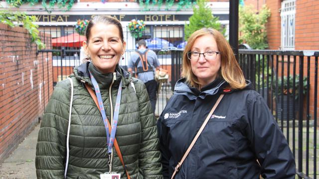 two nhos doing an estate walkabout in the city centre