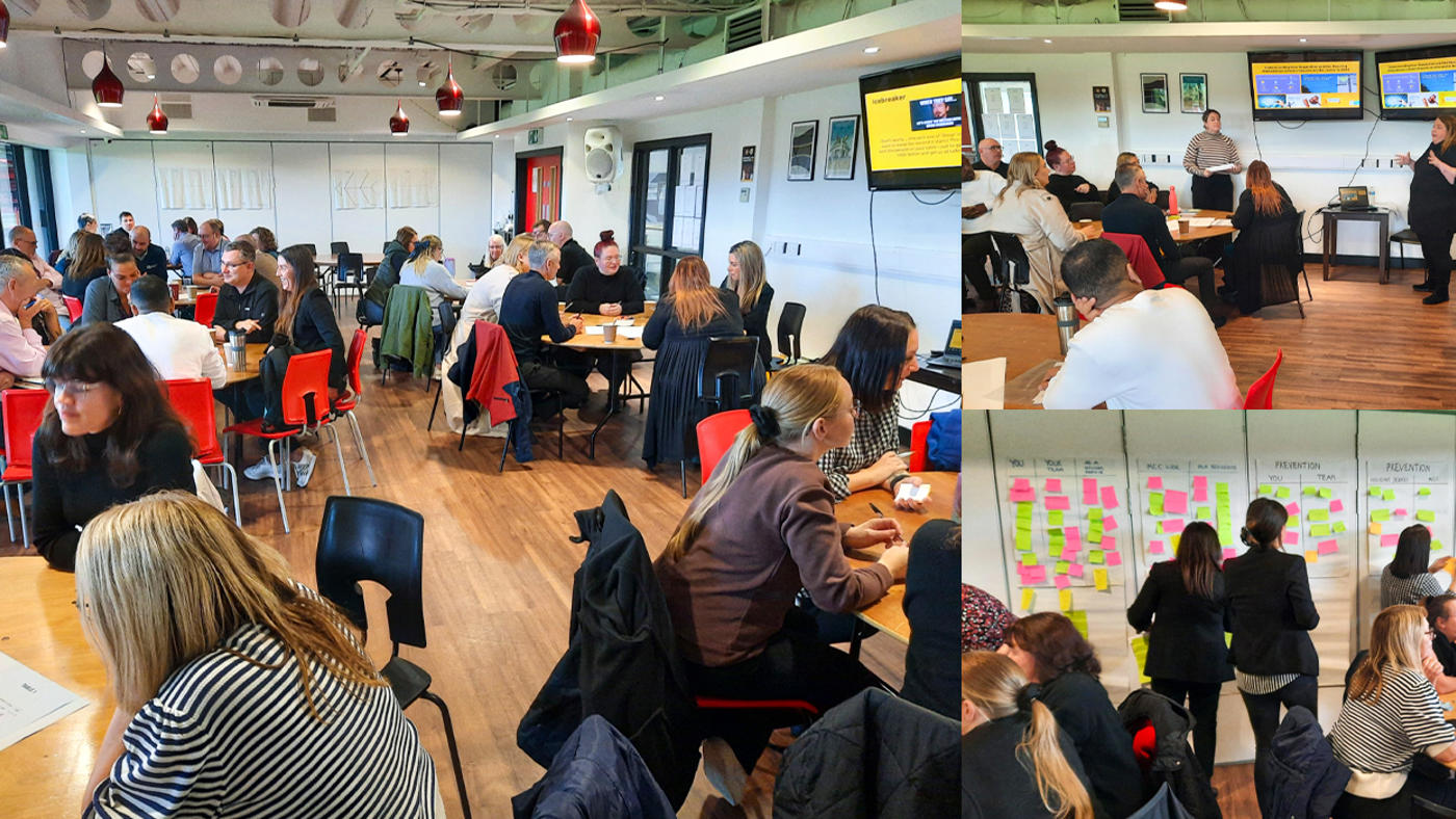 staff presentation workshop graphic with 3 photos in collage