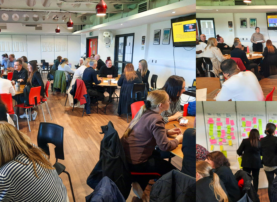 staff presentation workshop graphic with 3 photos in collage